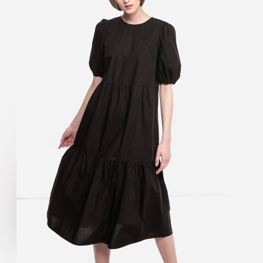 Cotton Black Midi Dress
